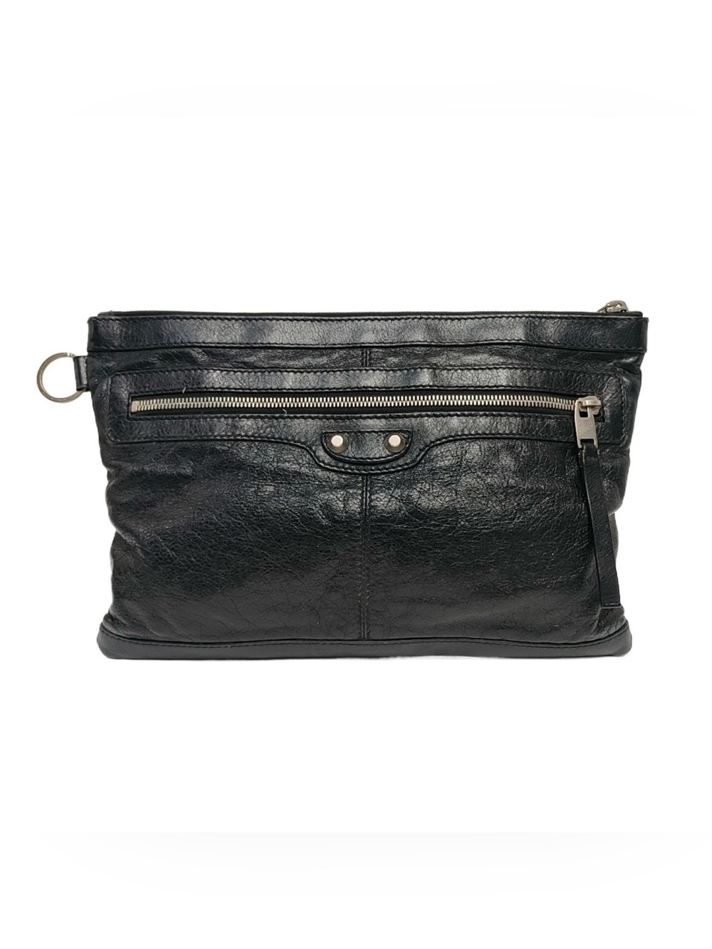 Balenciaga City Bag Authentic Black Leather Zip Clutch City Bag